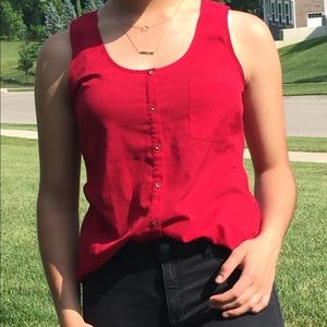 Red wide strap tank top perfect condition!